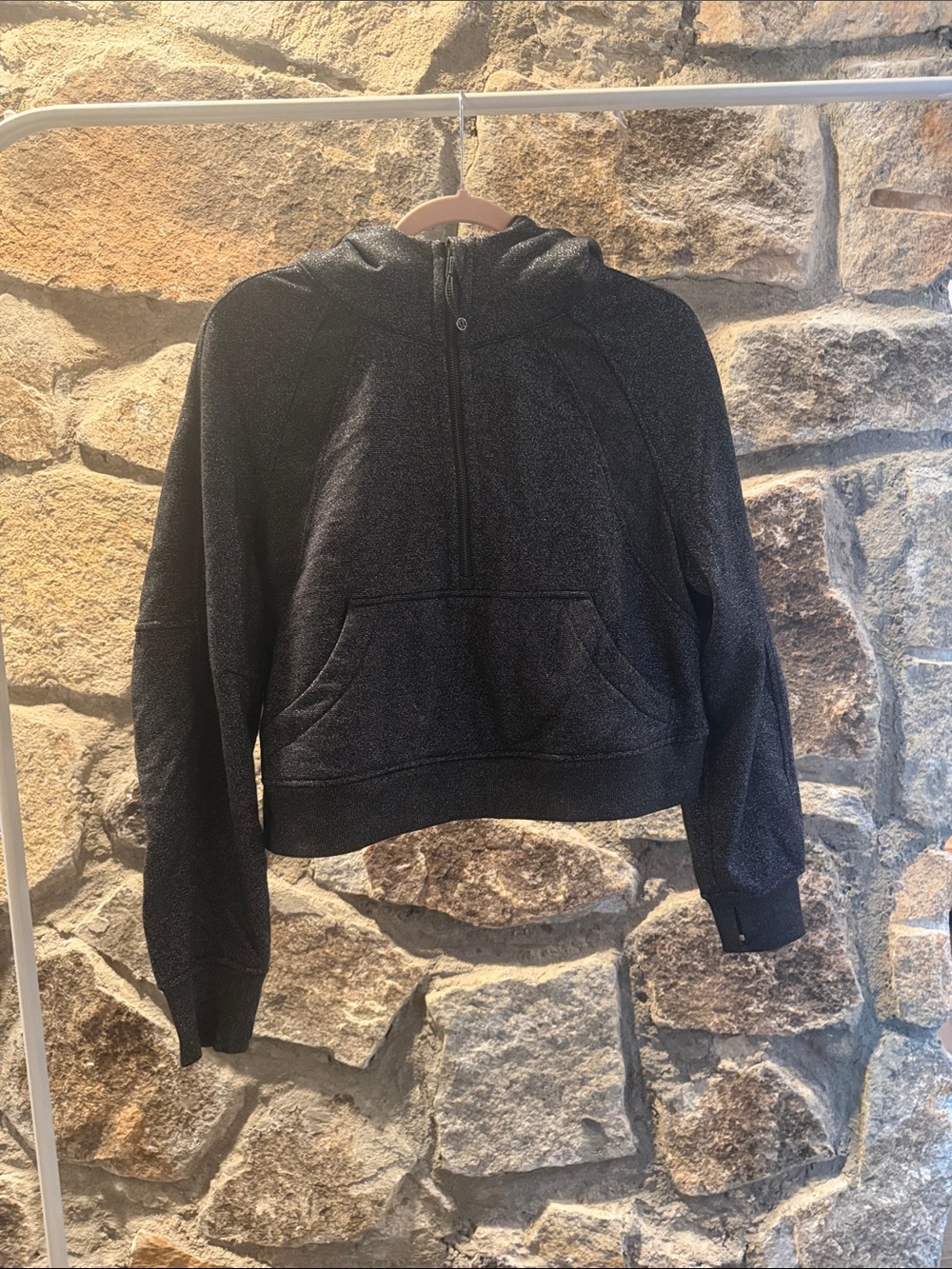 lululemon athletica Black Sparkle Cropped Half-Zip Hoodie